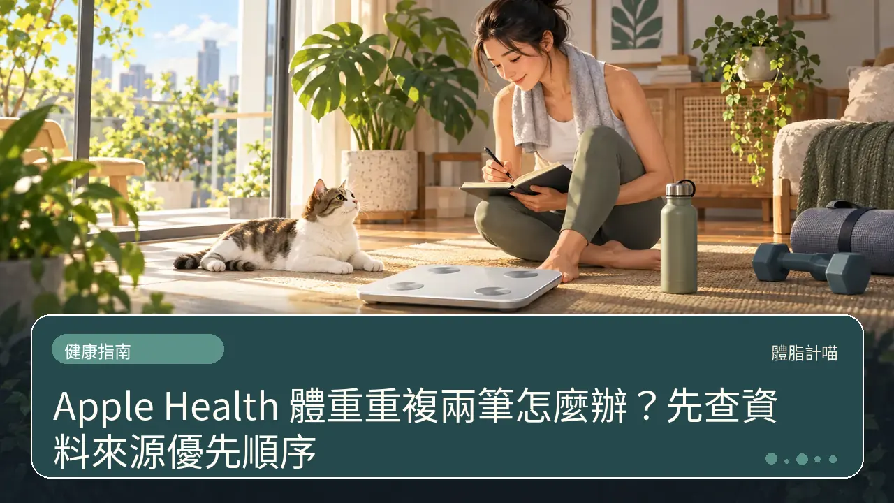 Apple Health 體重重複兩筆怎麼辦？先查資料來源優先順序主題插畫