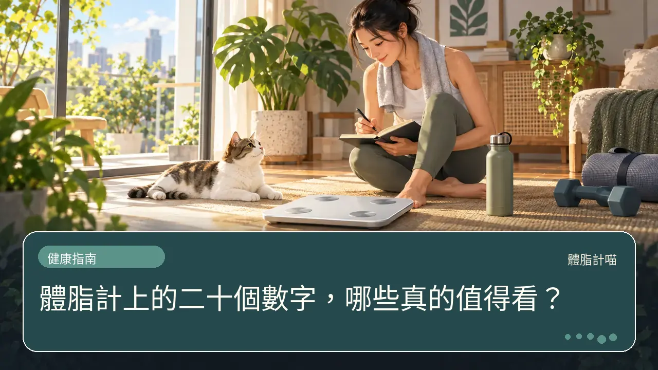 體脂計上的二十個數字，哪些真的值得看？主題插畫