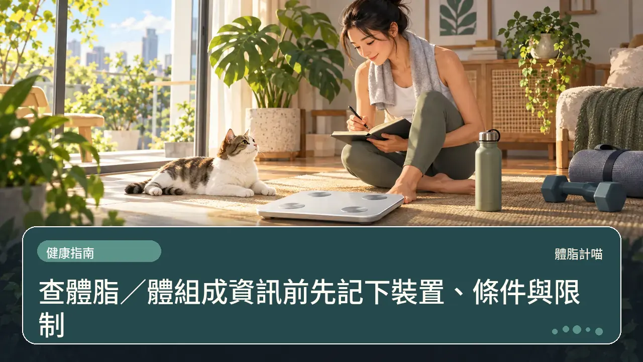 查體脂/體組成資訊前先記下裝置、條件與限制主題插畫